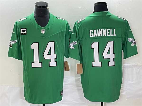 Mens Philadelphia Eagles #14 Kenneth Gainwell Green 2023 F.U.S.E. With C Patch Vapor Untouchable Stitched Jersey